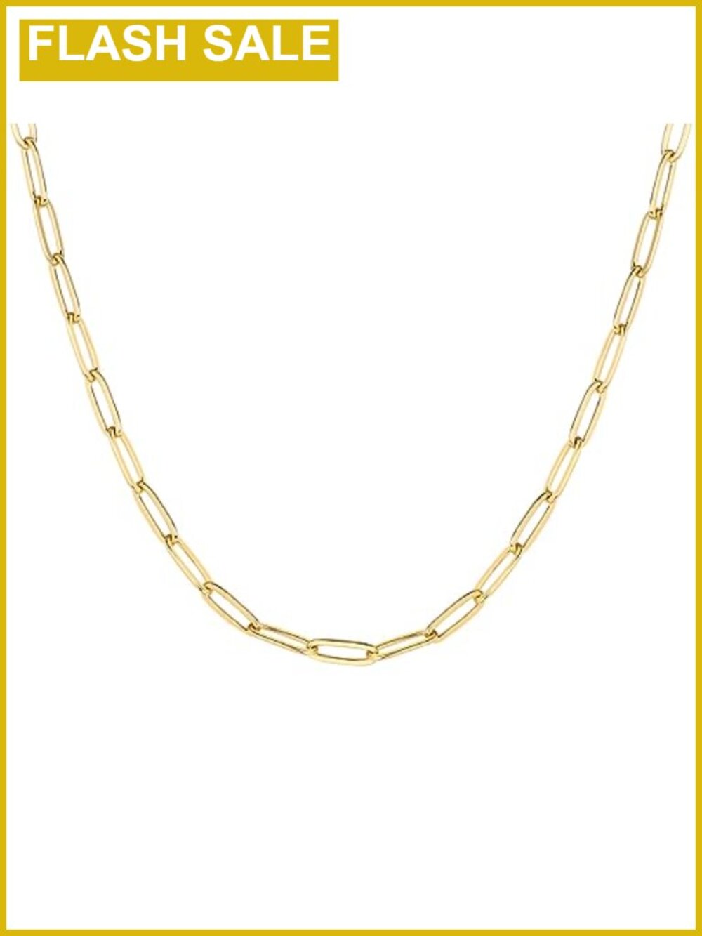 14K Gold Plated Paperclip Chain Necklace Layering Adjustable